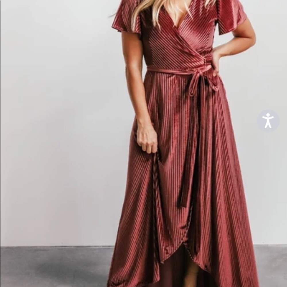 Baltic Born Andi Dark Rose Ribbed Velvet Dress